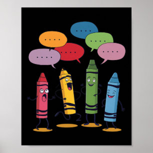 Poster Crayons de couleur humeur de crayon à la mode ense