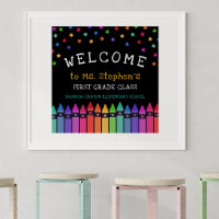 Crayons Étoiles Coloré Bienvenue Enseignant de la