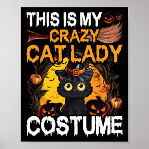 Poster Crazy Chat Lady Costume Chat Noir Drôle Halloween