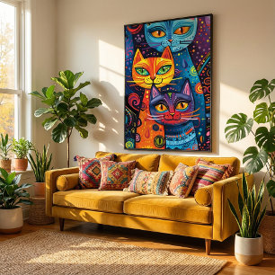 Poster Crazy Cute Cats : Banderole de dessin de Doodon lu