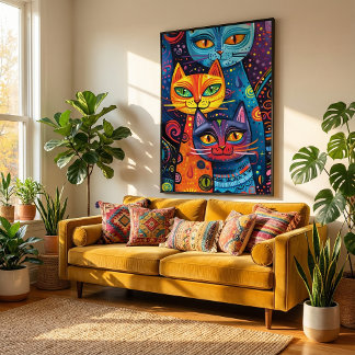 Poster Crazy Cute Cats : Banderole de dessin de Doodon lu