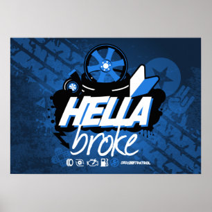Poster Crazy Drift Patrol - Hella Broke (blue)