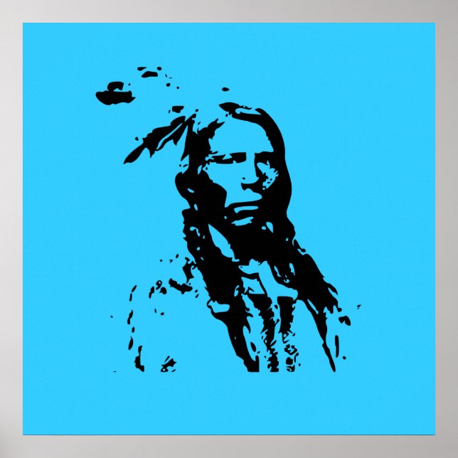Poster Crazy Horse Native American Leader 3 ft Canvas Pri (Devant)