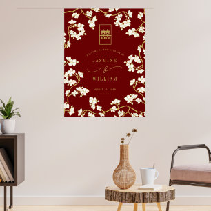 Poster Cream Peach/Plum Blossoms Double Happiness Wedding