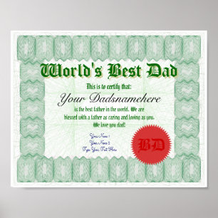 Poster Create a World's Best Dad Certificate