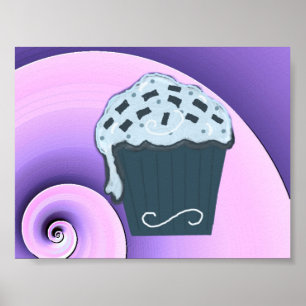 Poster Création de Cupcake Violet et Bleu Tourbillonnant