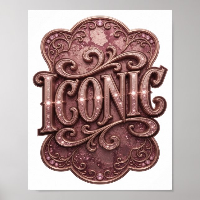 Poster Création de déclaration ICONIQUE rose accrocheuse (Devant)