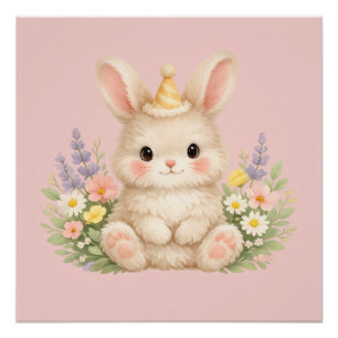 Poster Création de fleur sauvage de lapin duveteux pour u