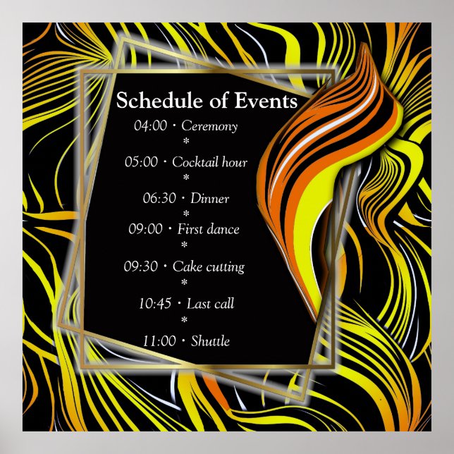 Poster Creative Black, Yellow & Orange sans fil abstraits (Devant)