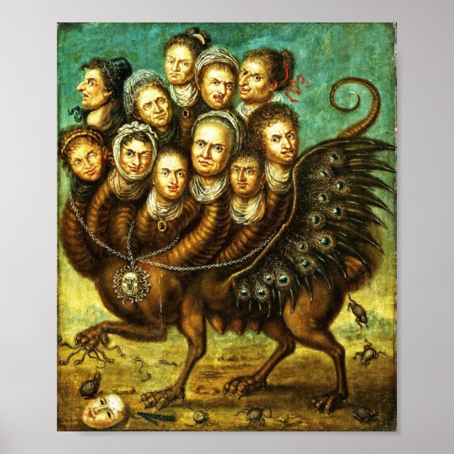 Poster Créature ailée de Chimera Monster du début du 18èm (Devant)