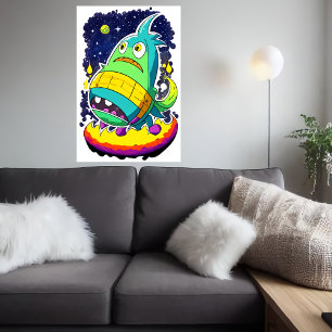 Poster Créature alien amusante   Art AI