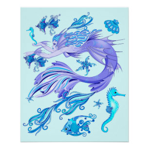 Poster Créature de la fée mauve de sirène