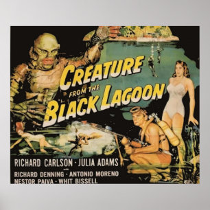 Poster créature du vieux film noir lagon