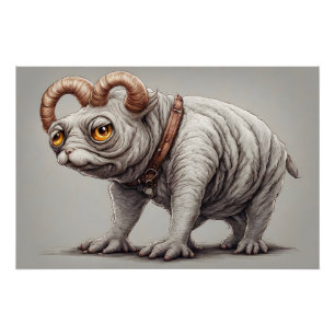 Poster Créature Imaginaire Mignonne Avec Col