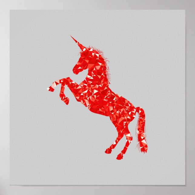 Poster Créature mystique de l'Unicorne rouge (Devant)