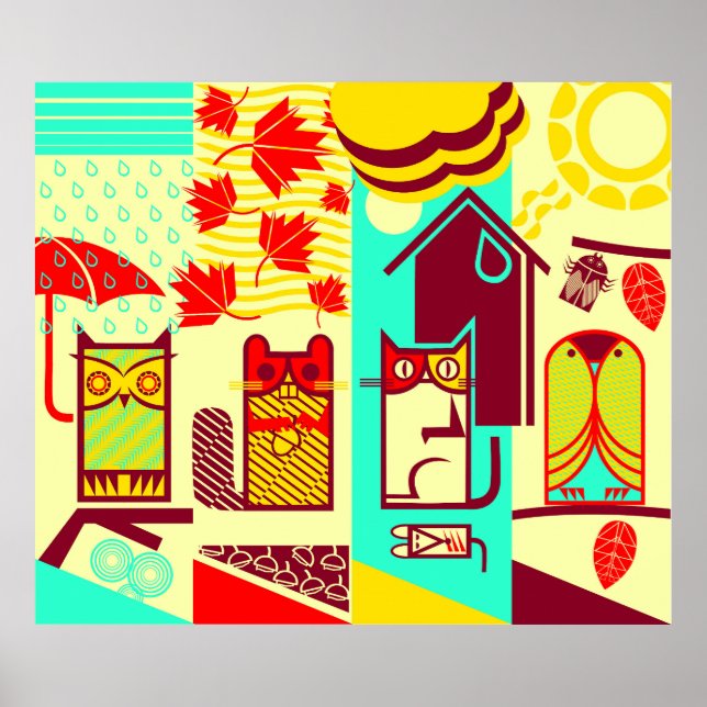 Poster créatures mignonnes extérieures (Devant)