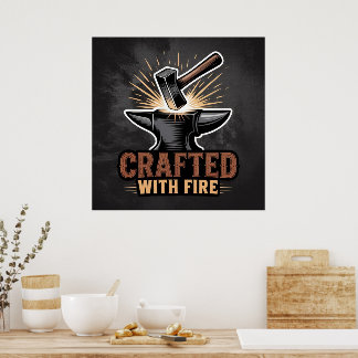 Poster Créé avec le feu – Artisanat rustique
