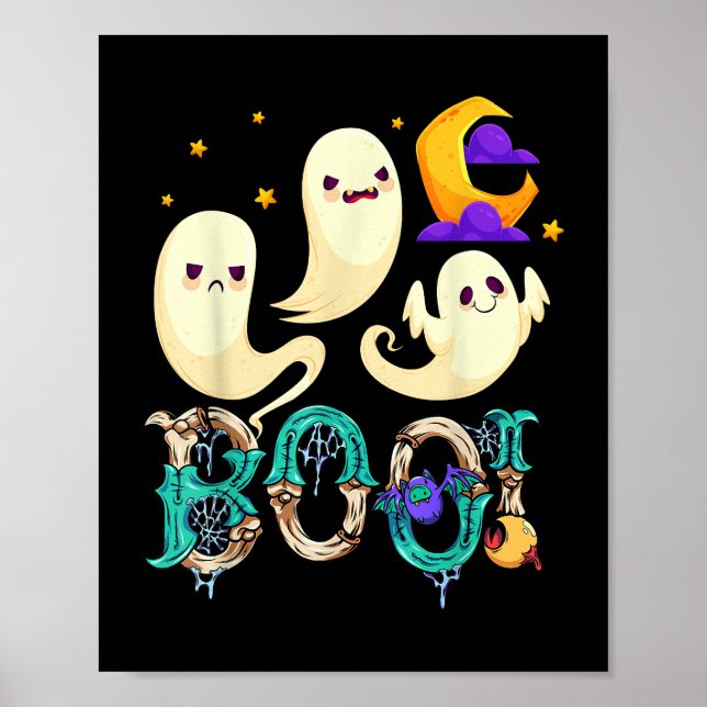 Poster Creep It Real Skateboard Ghost Retro Halloween (Devant)