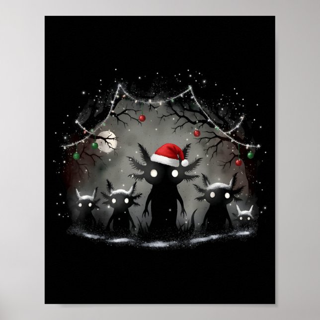 Poster Creepy Gothic Christmas Axolotl Aesthetic Horror N (Devant)