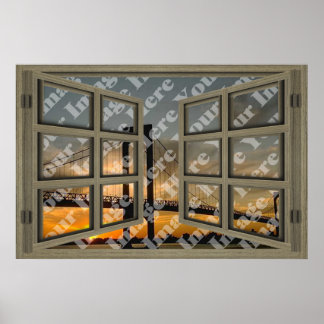 Poster Créer votre propre 6 Volet Lumière Brown Fenêtre O