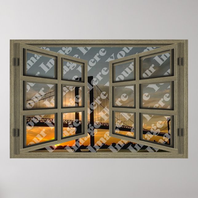 Poster Créer votre propre 6 Volet Lumière Brown Fenêtre O (Devant)