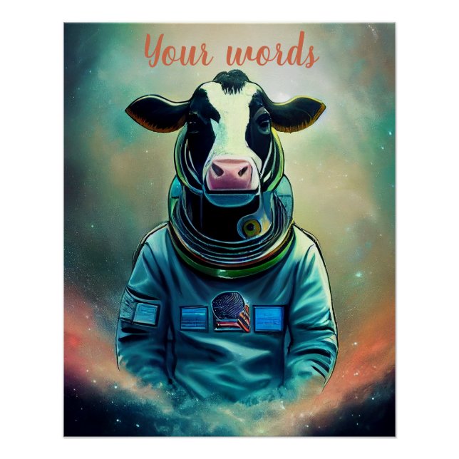 Poster Créer votre propre vache dans l'astronaute spatial (Devant)