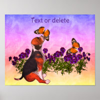 Créez votre propre Beagle Chiot Papillons Fleurs