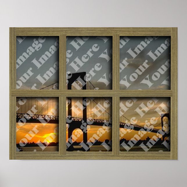 Poster Créez votre propre cadre de fenêtre Brown à 6 vole (Devant)