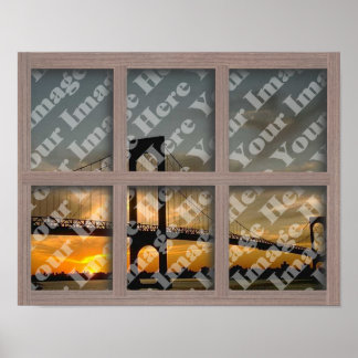 Poster Créez votre propre cadre de fenêtre Brown blanchi 
