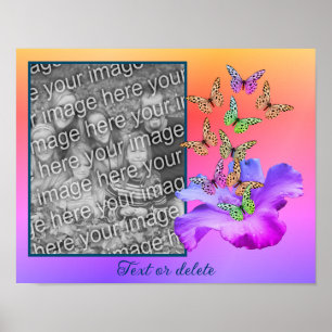Poster Créez Votre Propre Cadre Photo Hibiscus Et Papillo