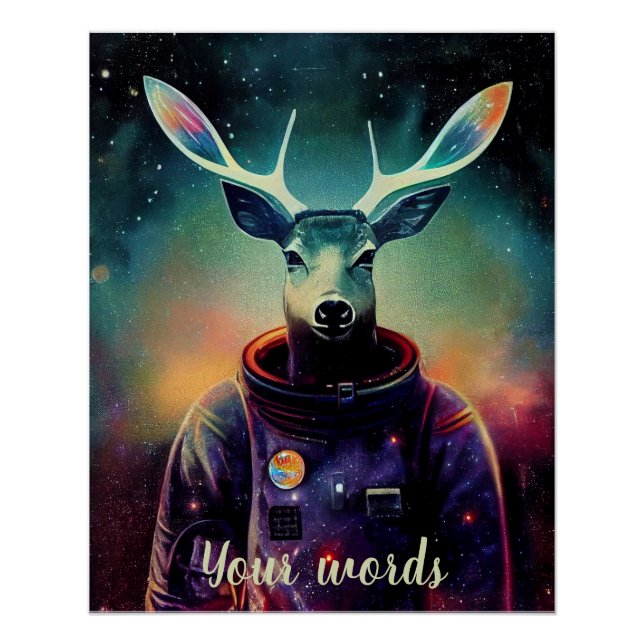 Poster Créez votre propre cerf en astronaute spatial (Devant)