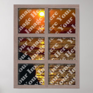 Poster Créez votre propre fenêtre avec le cadre Brown