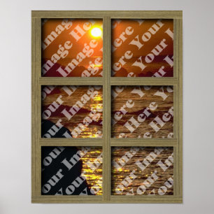 Poster Créez votre propre fenêtre avec le cadre brun