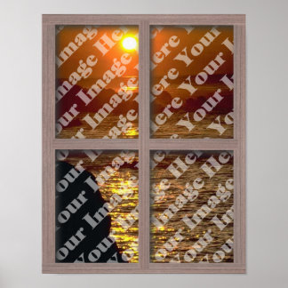 Poster Créez Votre Propre Fenêtre Avec Un Cadre En Bois B