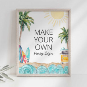 Poster Créez votre propre panneau pour une fête de surf