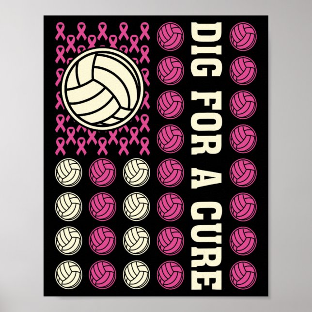 Poster Creg Pour Le Ruban Cure Volleyball Rose Cancer Du  (Devant)