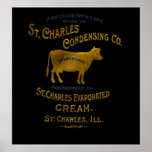 Poster CRÈME 1899 de LAIT de VACHE LAITIÈRE de St Charles