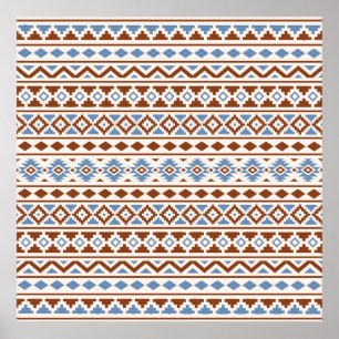 Poster Crème aztèque de bleu de rouille du motif II