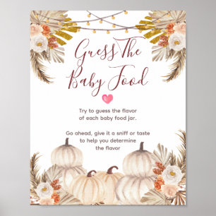Poster Crème blanche Citrouille Floral Guess the Baby Foo