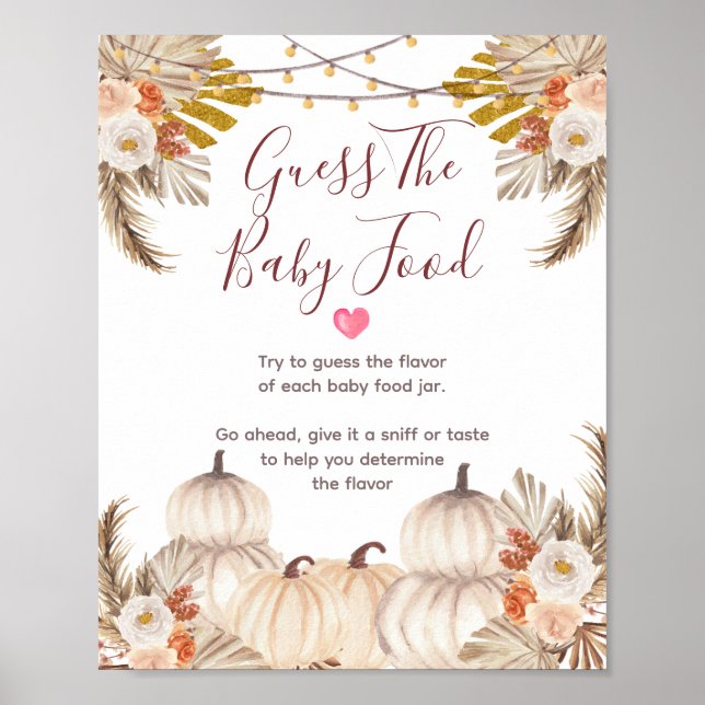 Poster Crème blanche Citrouille Floral Guess the Baby Foo (Devant)