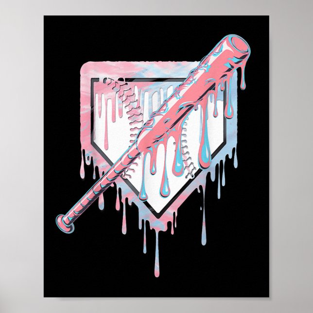 Poster Crème de baseball Cream Dripping Baseball Home Pla (Devant)
