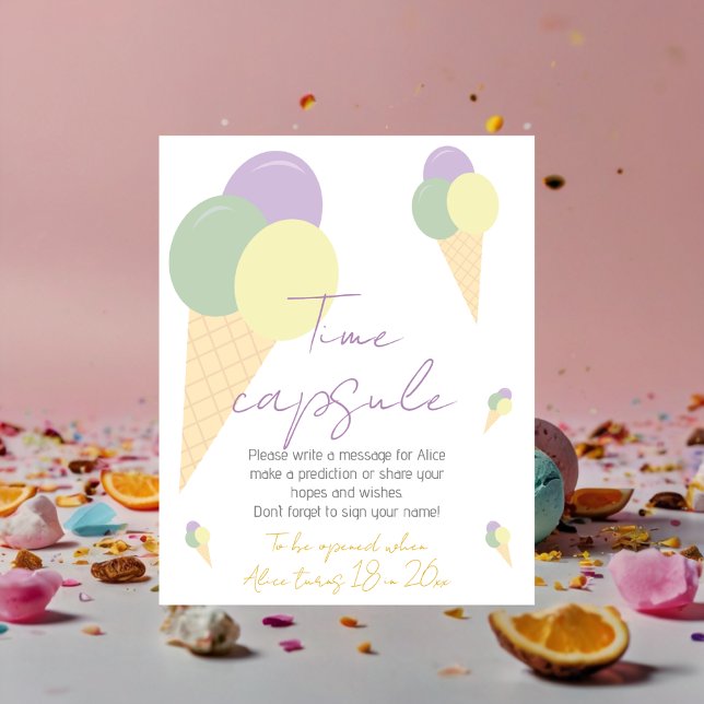 Poster Crème de glace cône Scoop Anniversaire Fête Heure  (Créateur téléchargé)