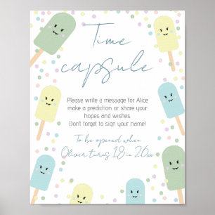 Poster Crème de glace cône Scoop Anniversaire Fête Heure 