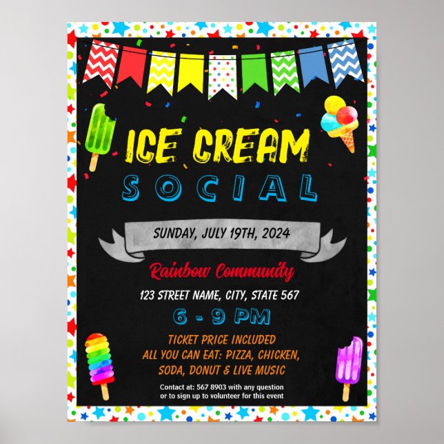 Poster Crème de glace modèle d'événement social (Devant)