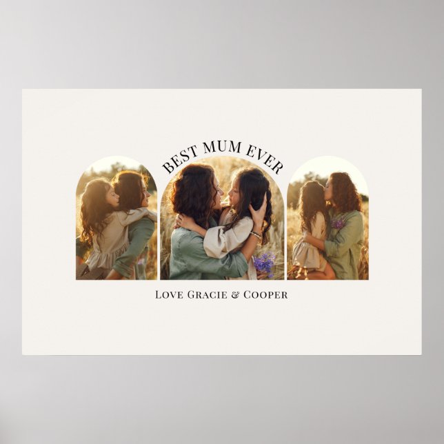 Poster Crème élégant arc multi photo meilleure maman (Devant)