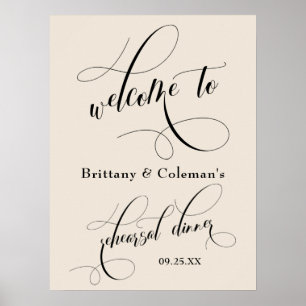 Poster Crème Élégante Bienvenue au Dîner de Répétition