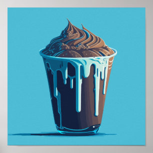 Poster Crème glacée au chocolat frais dans une coupe de p