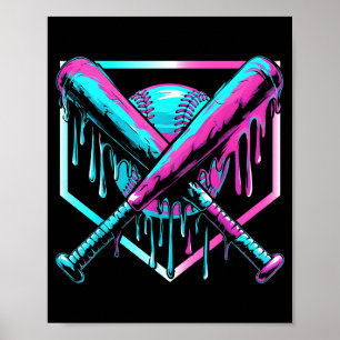Poster Crème Glacée Baseball Drip Plaque de Base Bats Coo