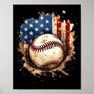 Poster Crème Glacée Drip de Baseball du 4 Juillet Patriot