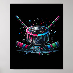 Poster Crème Glacée Hockey Sur Glace Avec Gouttes et Pail